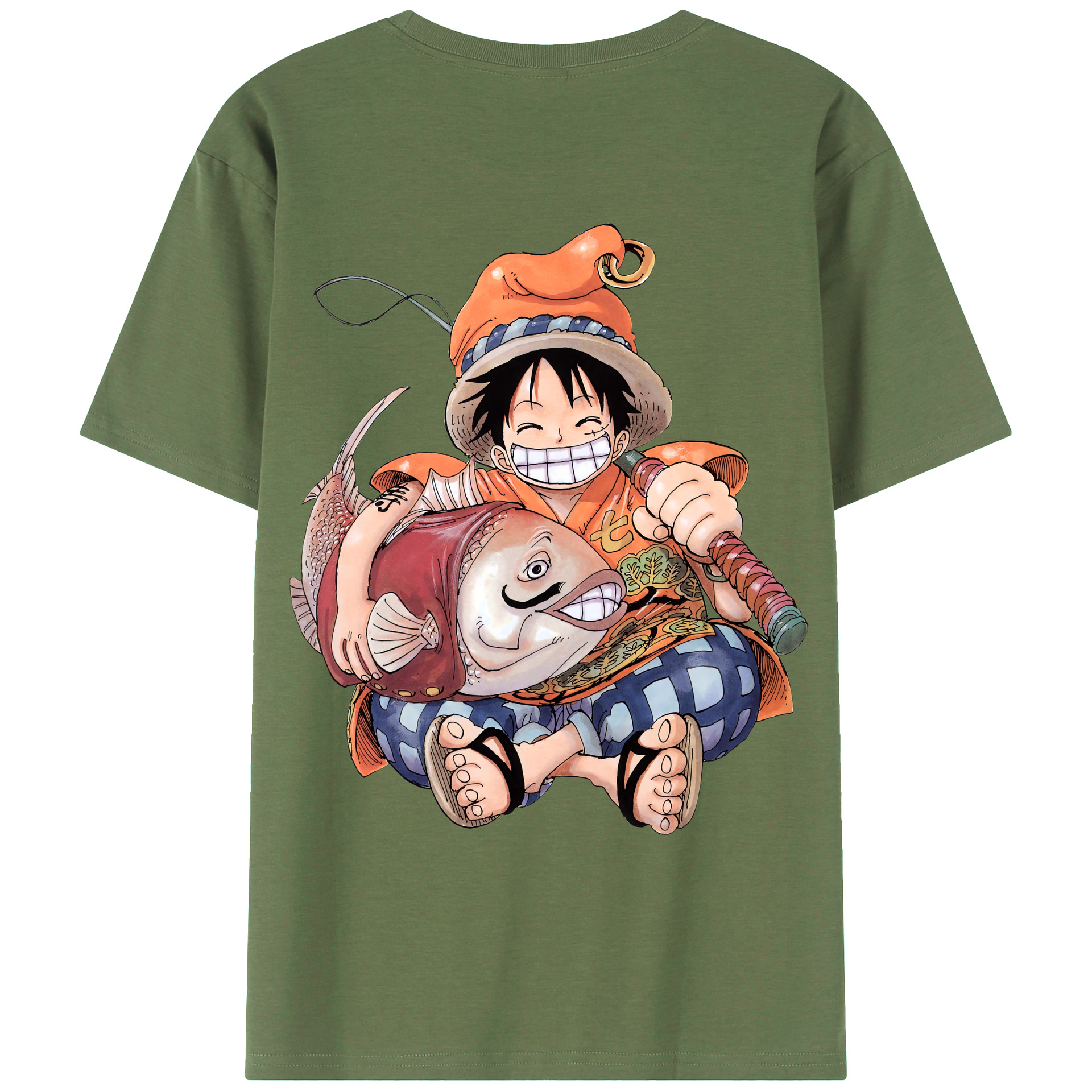ワンピース モンキー・D・ルフィ ONE PIECE Monkey D. Luffy 綿100％ メンズ半袖Tシャツ（バックプリント） 通気性